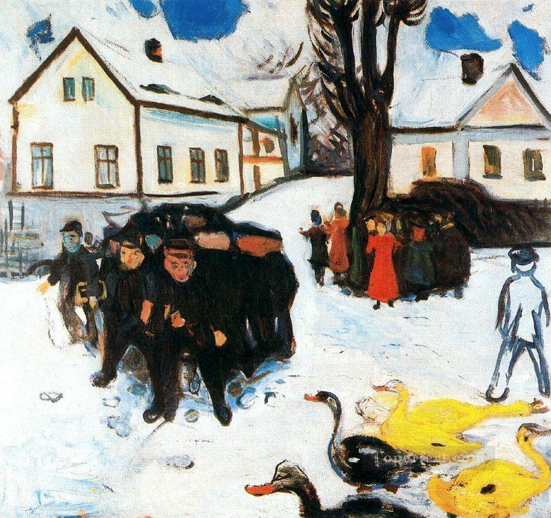 the village street 1906 Edvard Munch Expressionism Oil Paintings